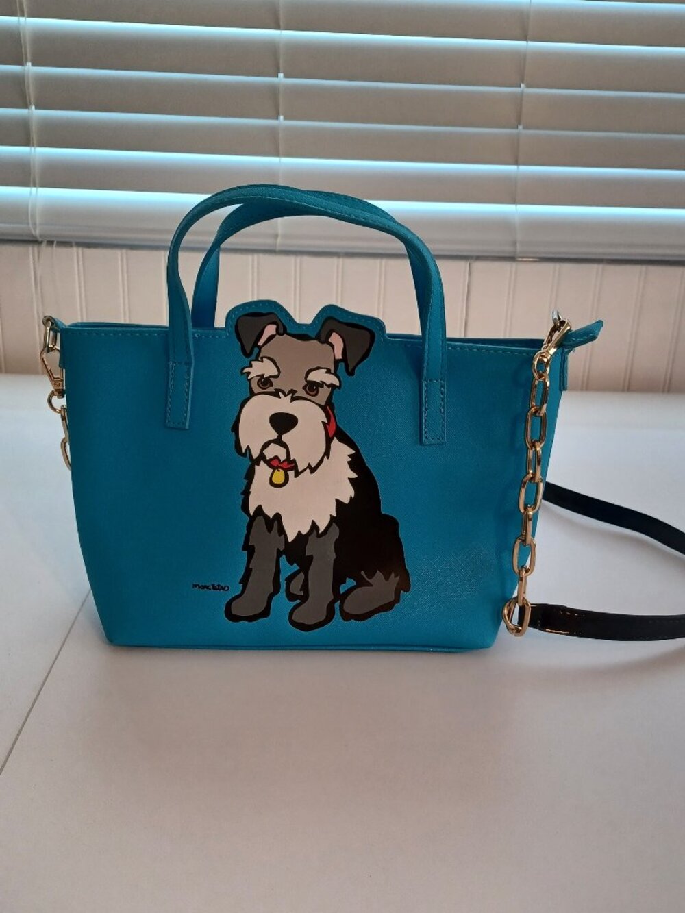 Marc Tetro SCHNAUZER Blue Mini TOTE w/ Shoulder Strap